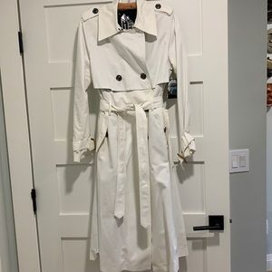 G.E.T. White Long Trench Coat Size Small NWT